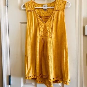 Yellow crepe tank top